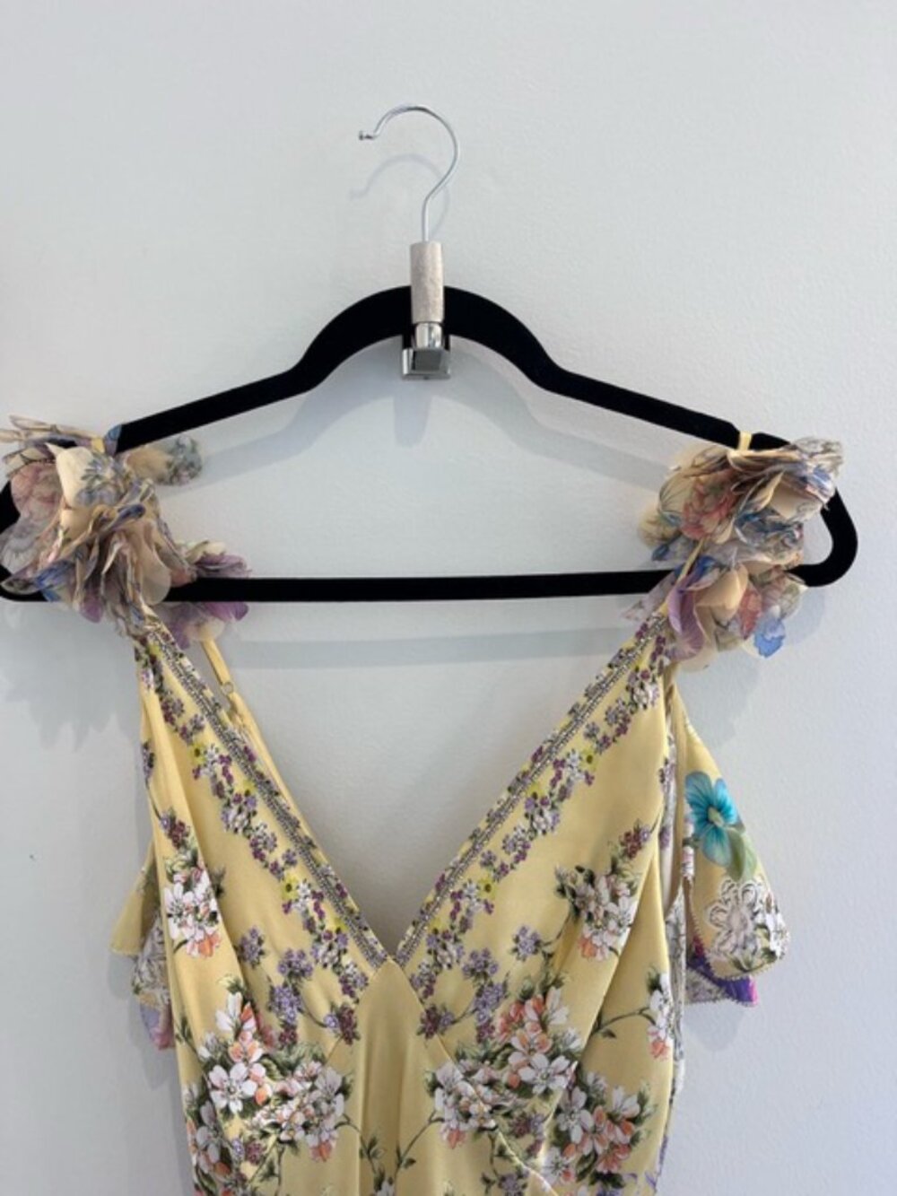 Camilla Embellished floral ruffled silk satin maxi dress - Size Small - Picture 6 of 9